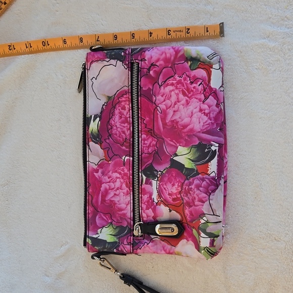 Reed Modern American Luxury Pink Floral 11" x 8" Clutch Purse - Picture 4 of 11